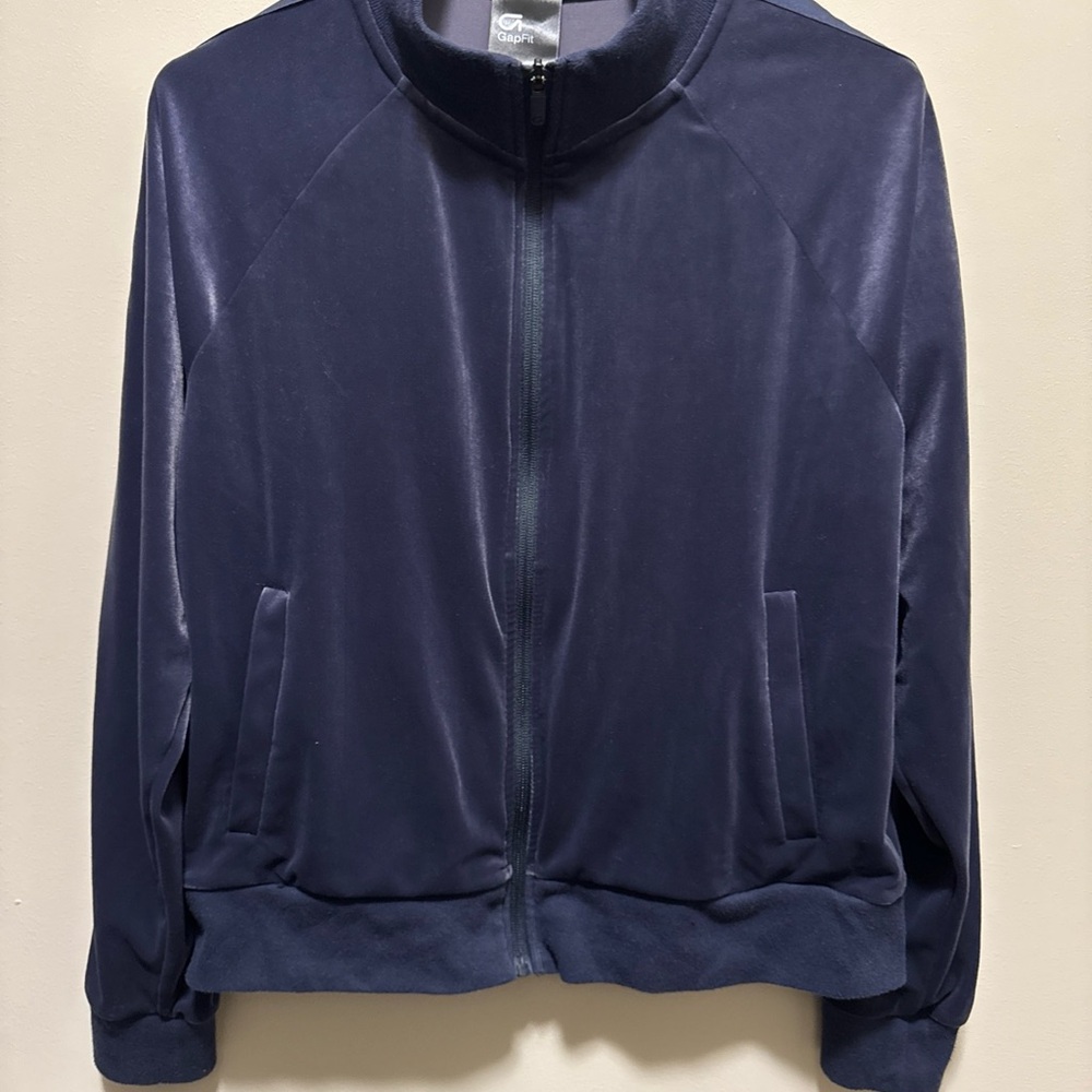 GAP Navy Blue Velour Zip-Up Track Jacket M